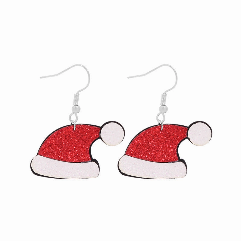 Wholesale Christmas Fabric Shining Christmas Tree Sunflower Earrings