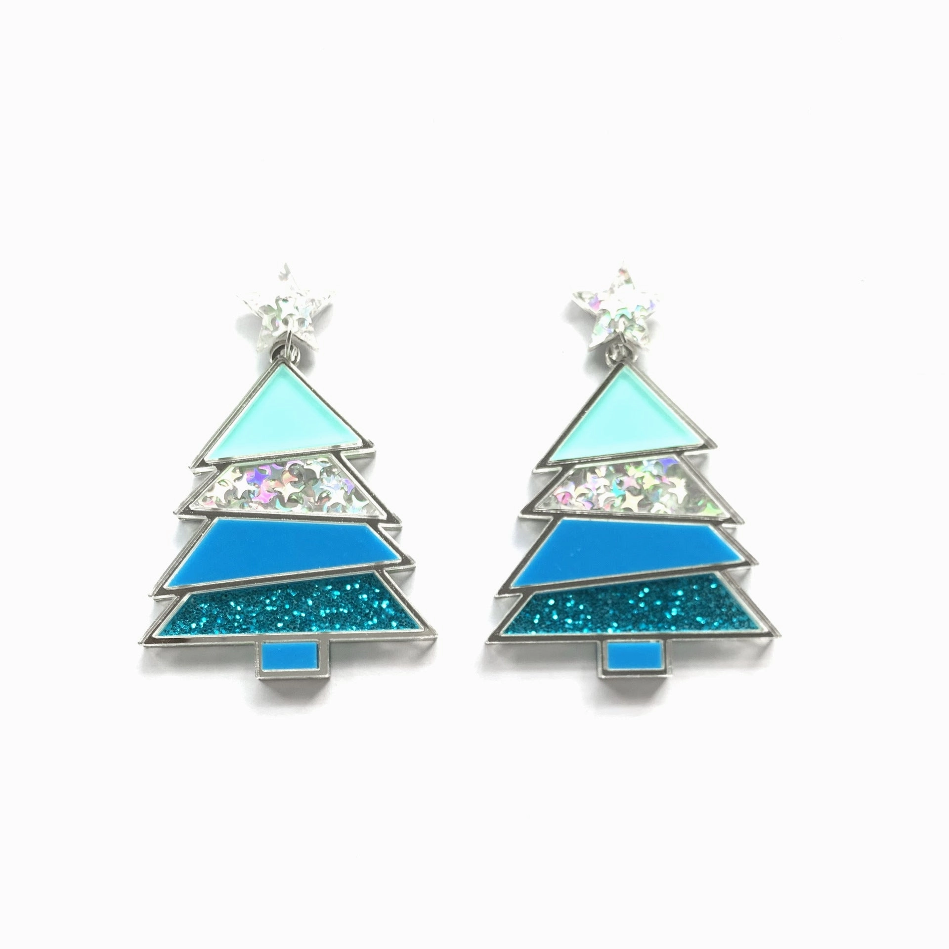 Wholesale Christmas Geometric Sequins Christmas Tree Acrylic Earrings