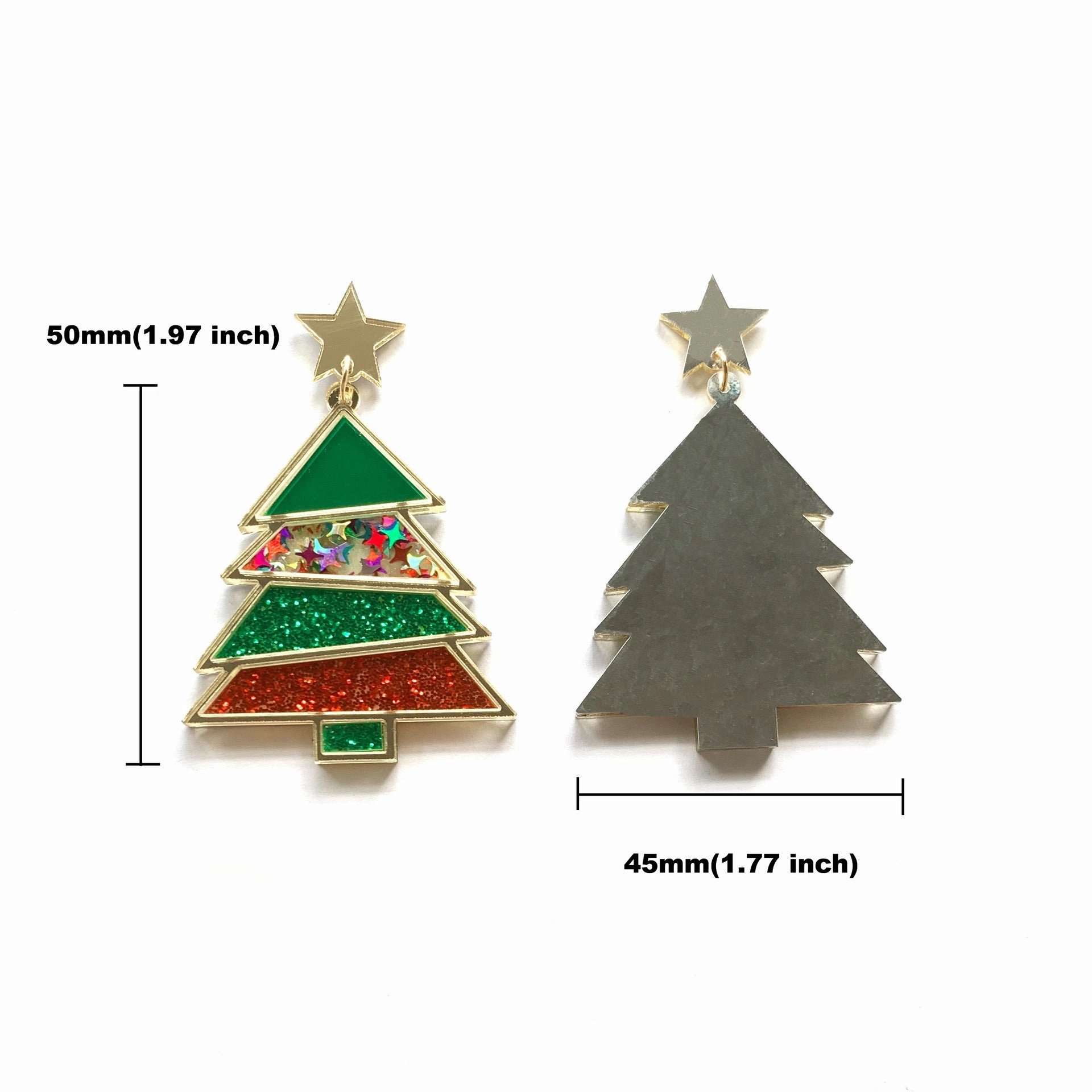 Wholesale Christmas Geometric Sequins Christmas Tree Acrylic Earrings
