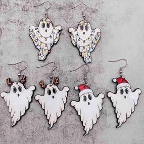 Wholesale Christmas Ghost Acrylic Christmas Hat Lanterns Christmas Earrings