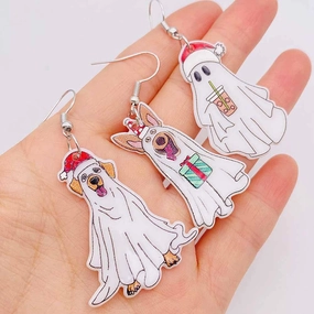 Wholesale Christmas Ghost Dog Acrylic Earrings