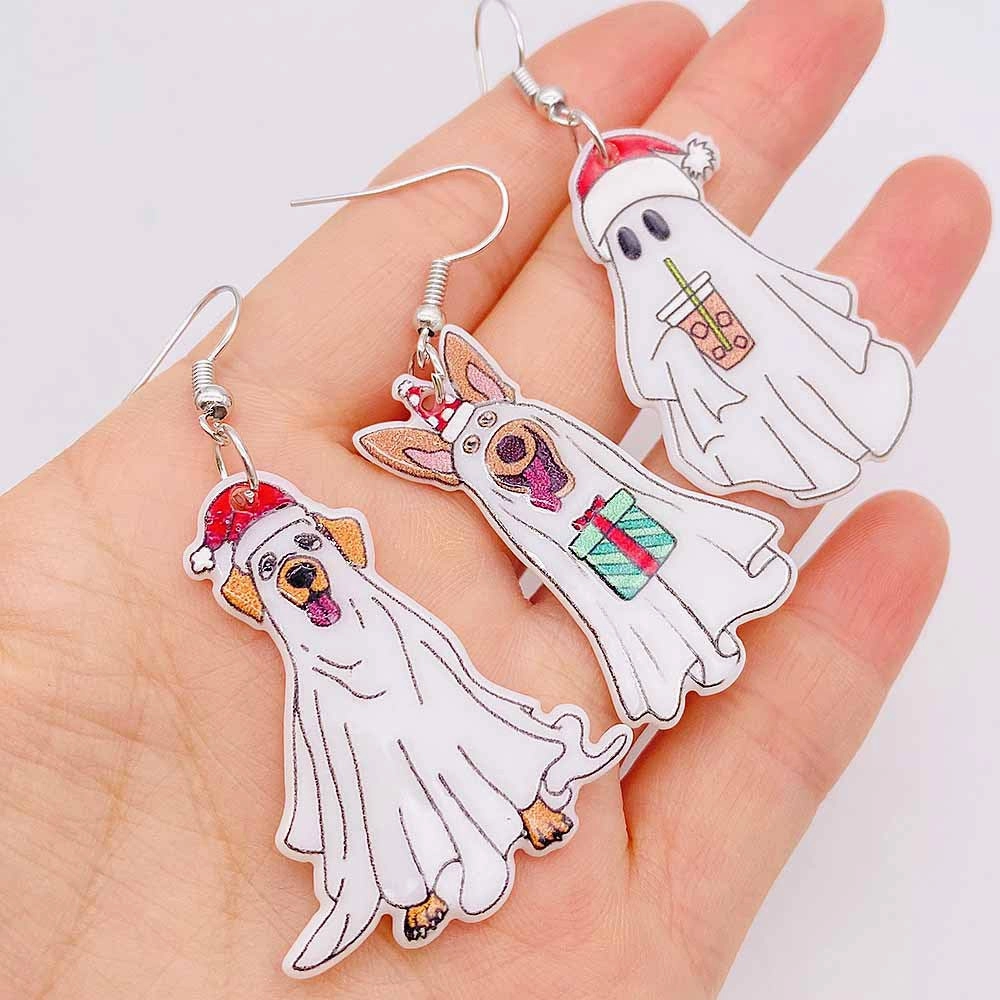 Wholesale Christmas Ghost Dog Acrylic Earrings