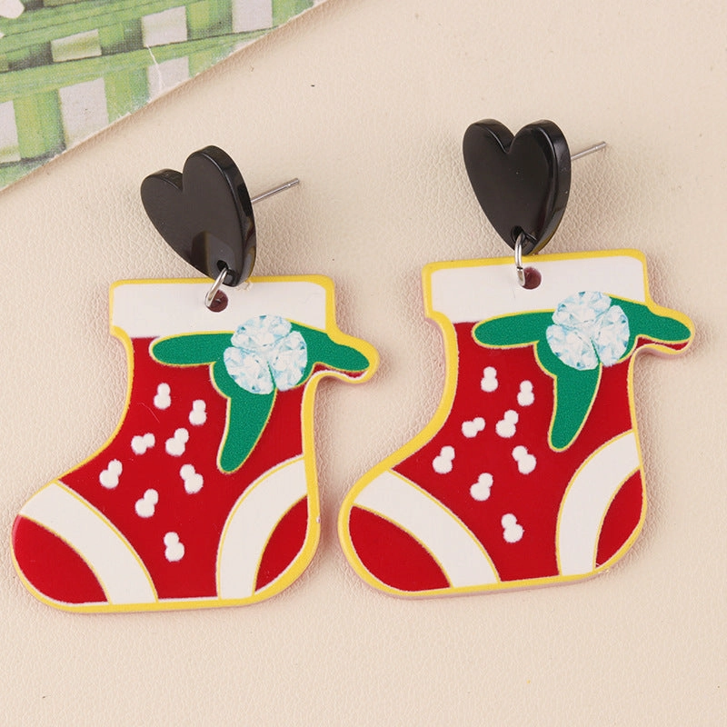 Wholesale Christmas Gift Socks Acrylic Earrings