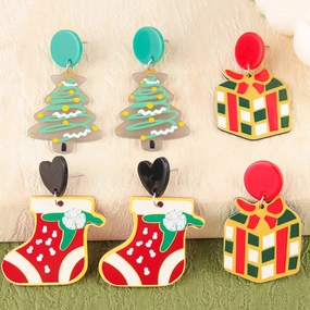 Wholesale Christmas Gift Socks Acrylic Earrings