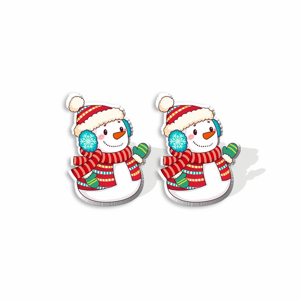 Wholesale Christmas Gingerbread Man Cane Santa Claus Snowman Resin Plastic Acrylic Earrings