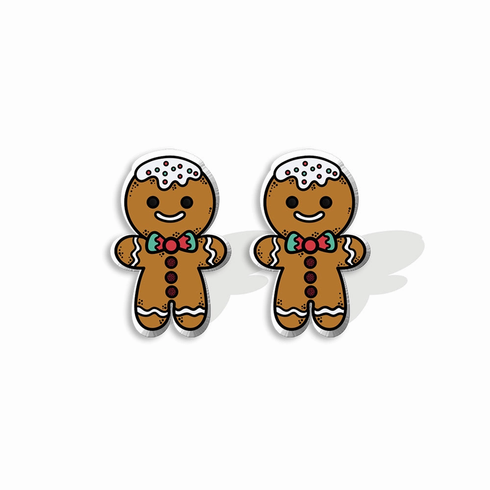 Wholesale Christmas Gingerbread Man Cane Santa Claus Snowman Resin Plastic Acrylic Earrings