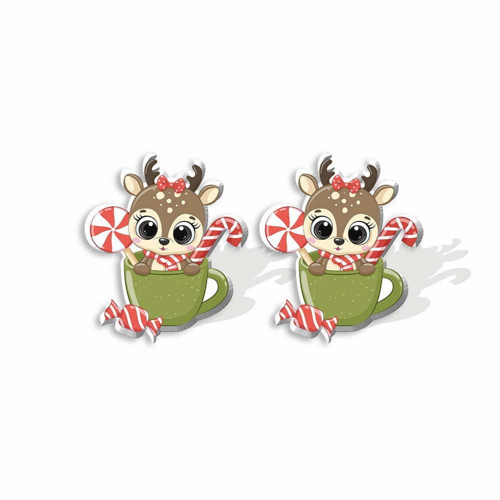 Wholesale Christmas Gingerbread Man Cane Santa Claus Snowman Resin Plastic Acrylic Earrings