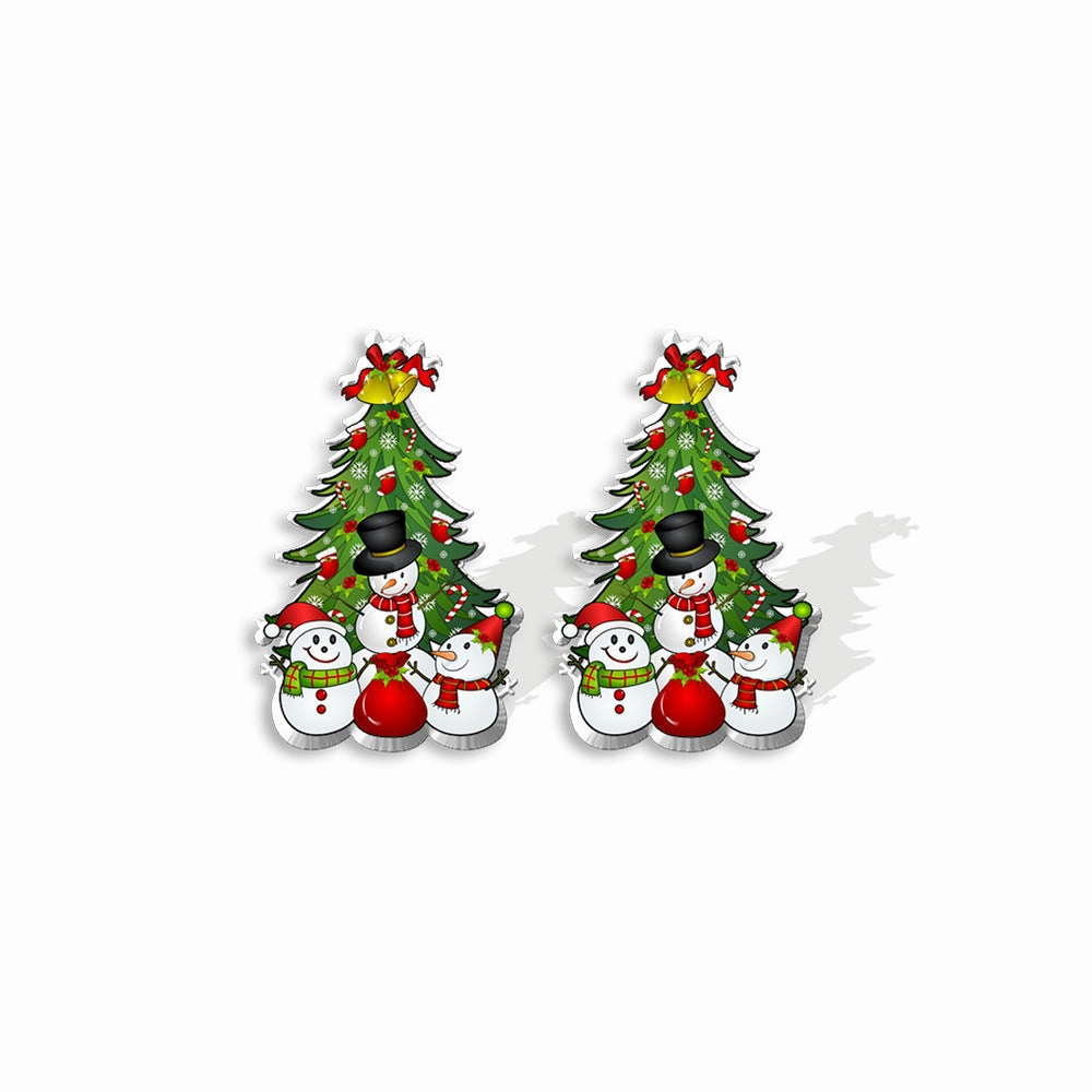 Wholesale Christmas Gingerbread Man Cane Santa Claus Snowman Resin Plastic Acrylic Earrings