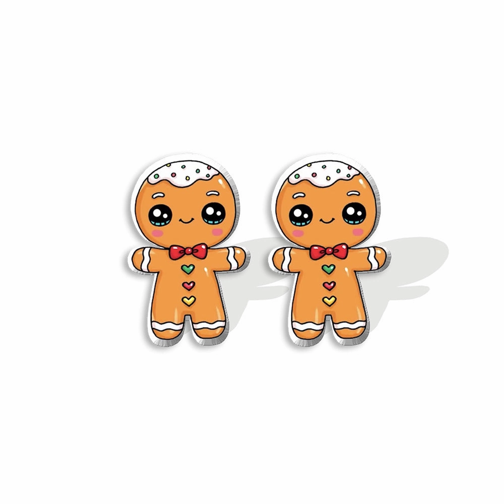 Wholesale Christmas Gingerbread Man Cane Santa Claus Snowman Resin Plastic Acrylic Earrings