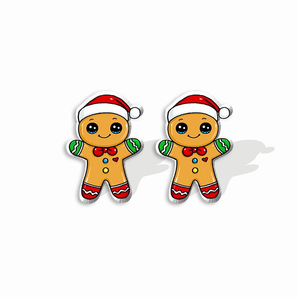 Wholesale Christmas Gingerbread Man Cane Santa Claus Snowman Resin Plastic Acrylic Earrings