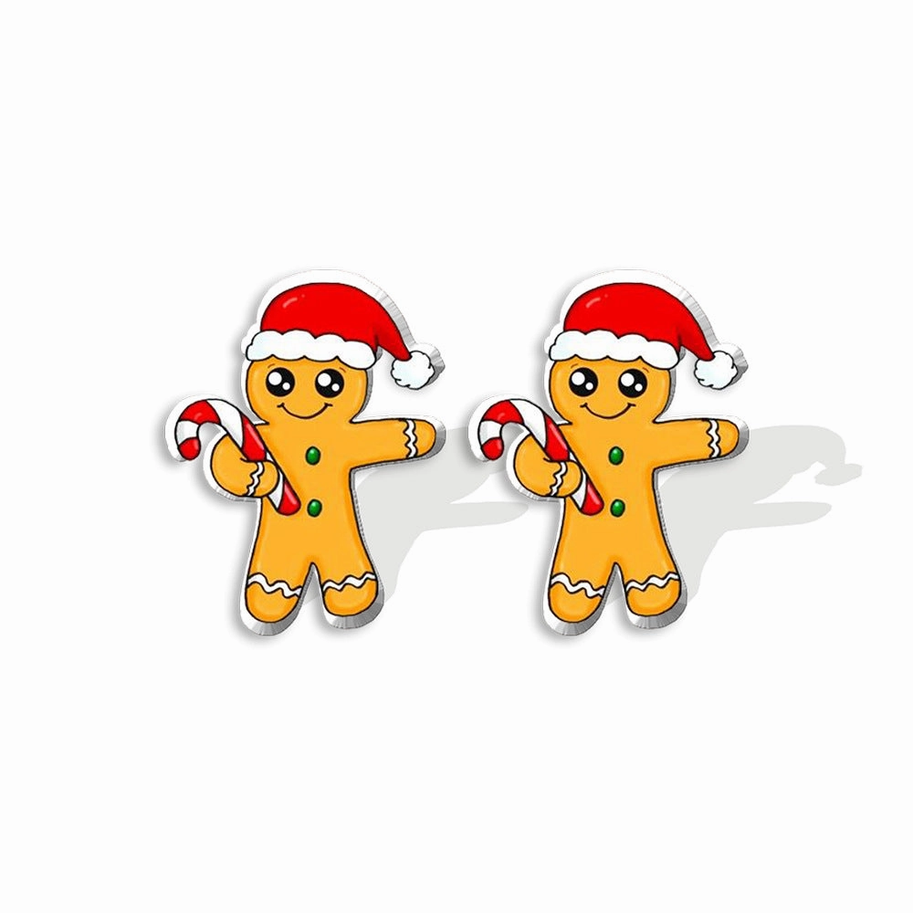 Wholesale Christmas Gingerbread Man Cane Santa Claus Snowman Resin Plastic Acrylic Earrings