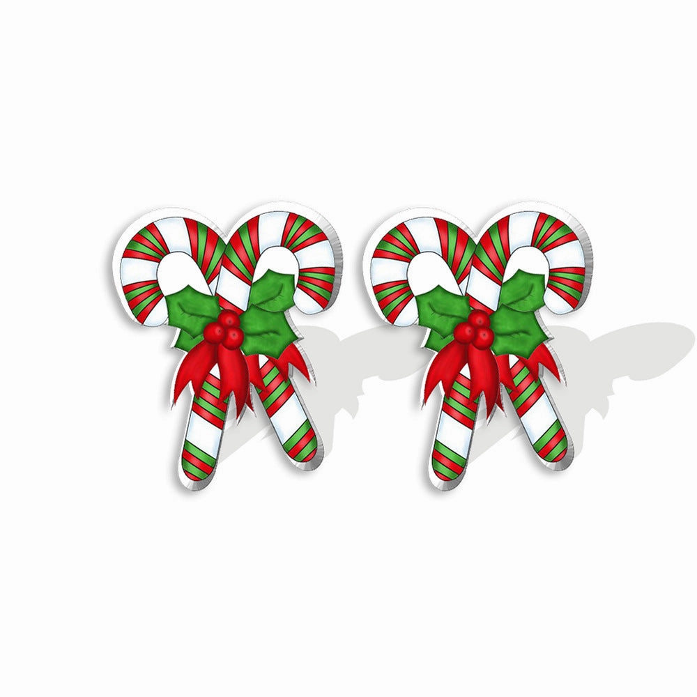 Wholesale Christmas Gingerbread Man Cane Santa Claus Snowman Resin Plastic Acrylic Earrings