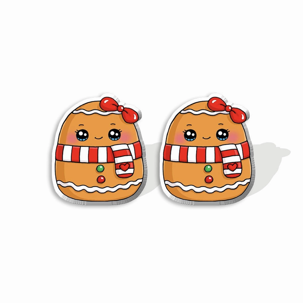 Wholesale Christmas Gingerbread Man Cane Santa Claus Snowman Resin Plastic Acrylic Earrings