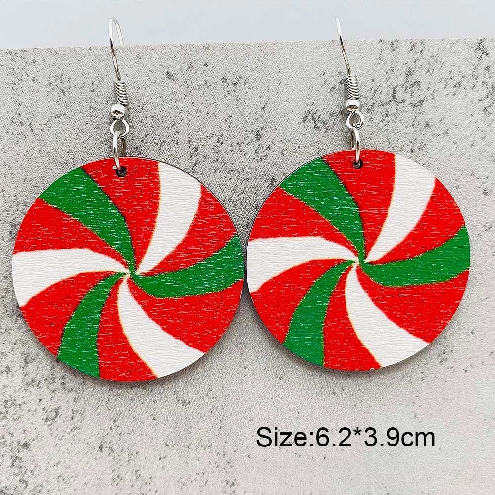 Wholesale Christmas Gingerbread Man Christmas Tree Santa Claus Wooden Earrings