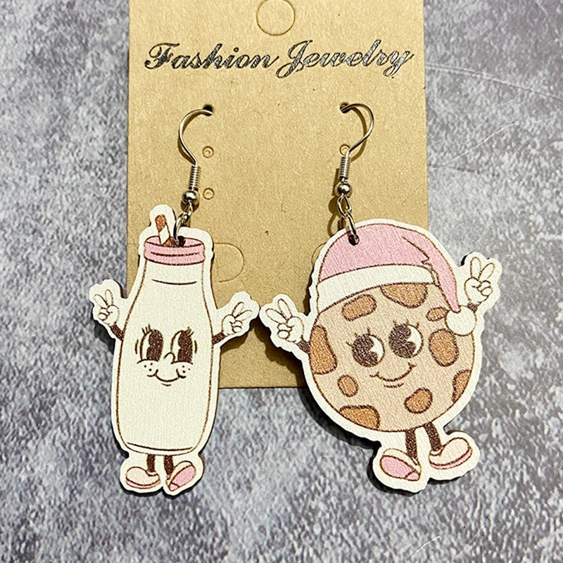 Wholesale Christmas Gingerbread Man Santa Wooden Earrings