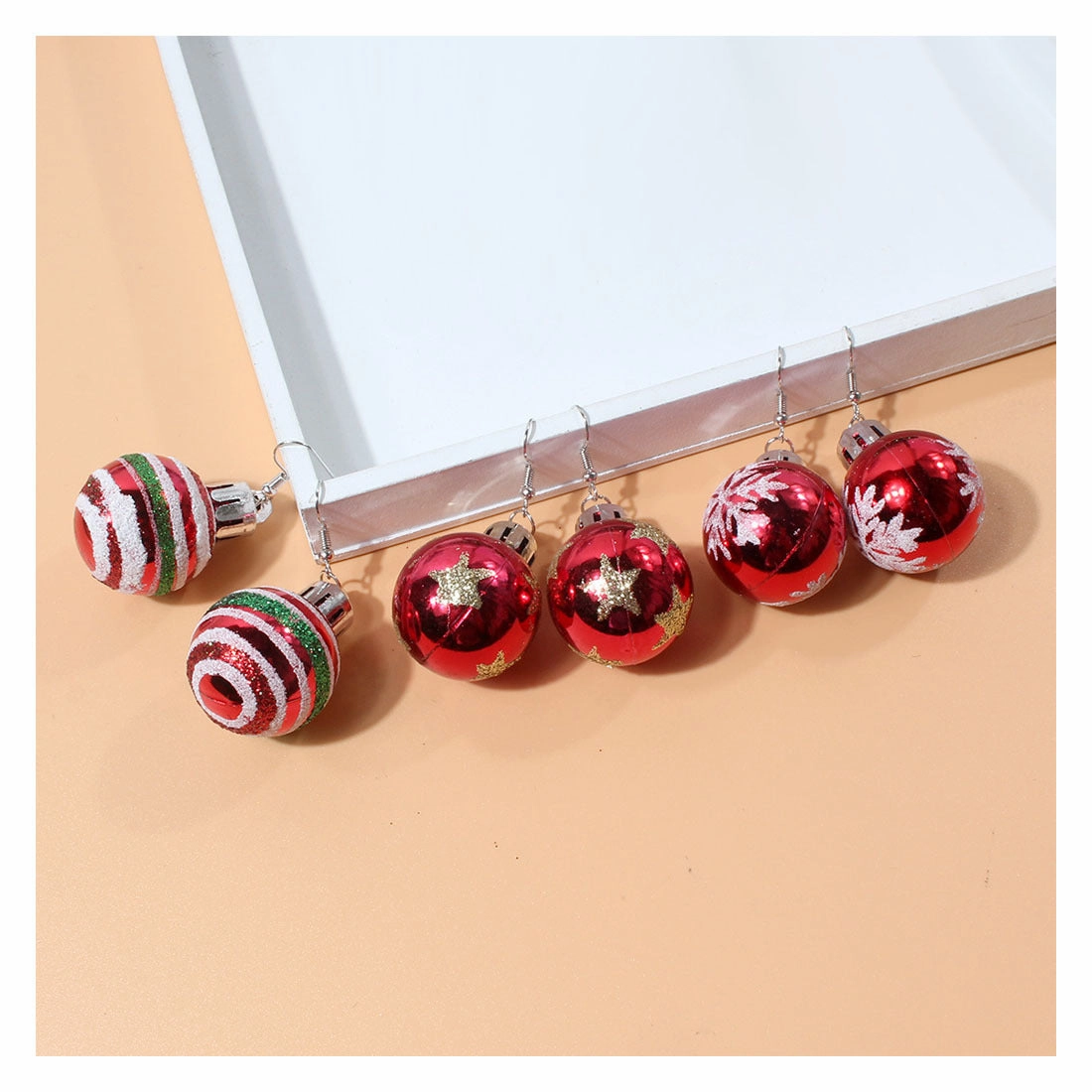 Wholesale Christmas Glitter Electroplated Ball Earrings