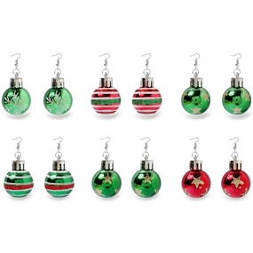 Wholesale Christmas Glitter Electroplated Ball Earrings