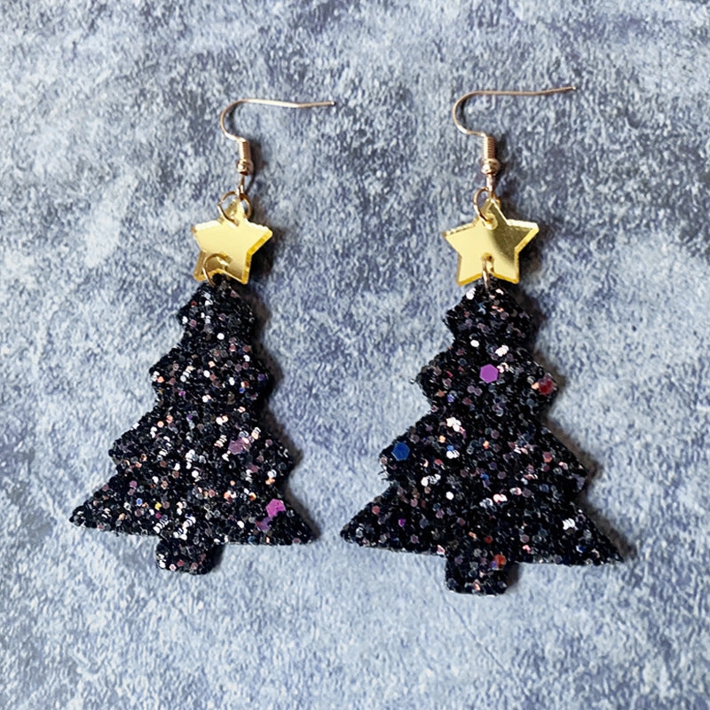 Wholesale Christmas Glitter Gretel Leather Acrylic Earrings