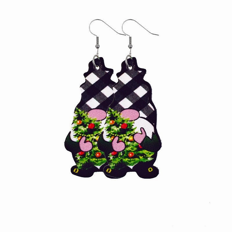 Wholesale Christmas Gnome Leather Earrings