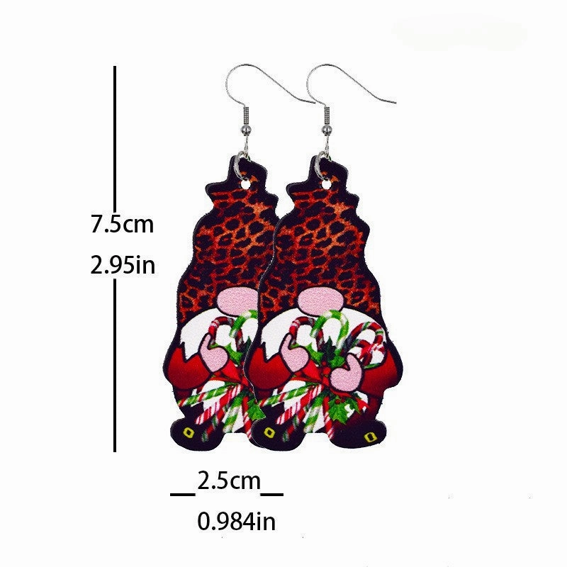 Wholesale Christmas Gnome Leather Earrings