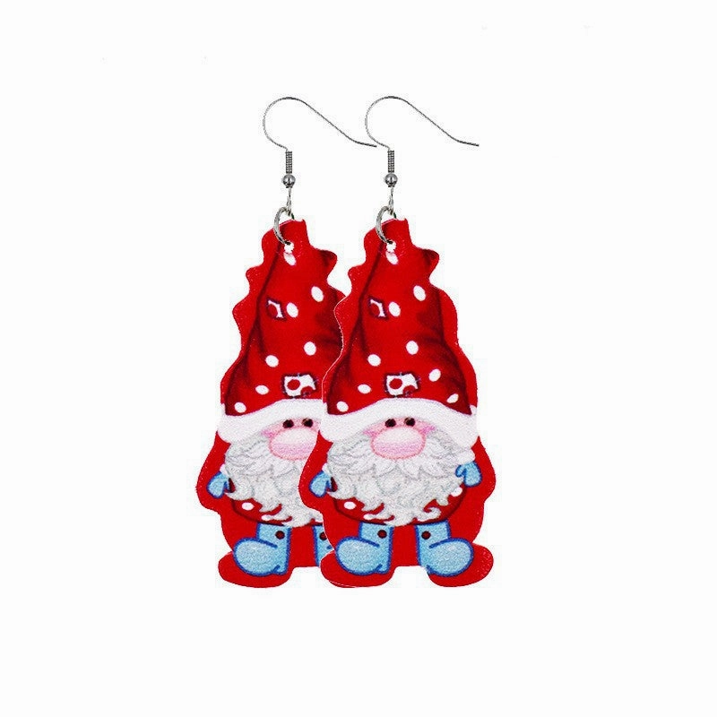 Wholesale Christmas Gnome Leather Earrings