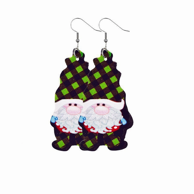 Wholesale Christmas Gnome Leather Earrings