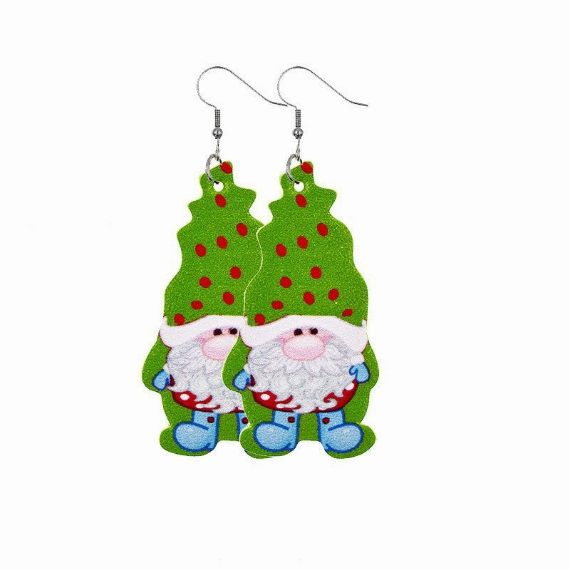 Wholesale Christmas Gnome Leather Earrings