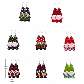 Wholesale Christmas Gnome Leather Earrings