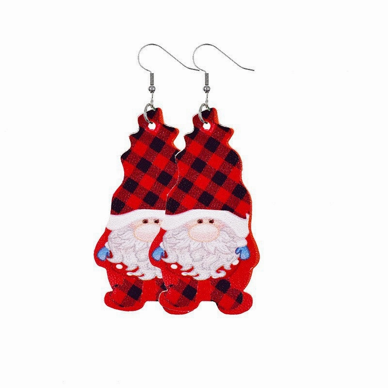 Wholesale Christmas Gnome Leather Earrings