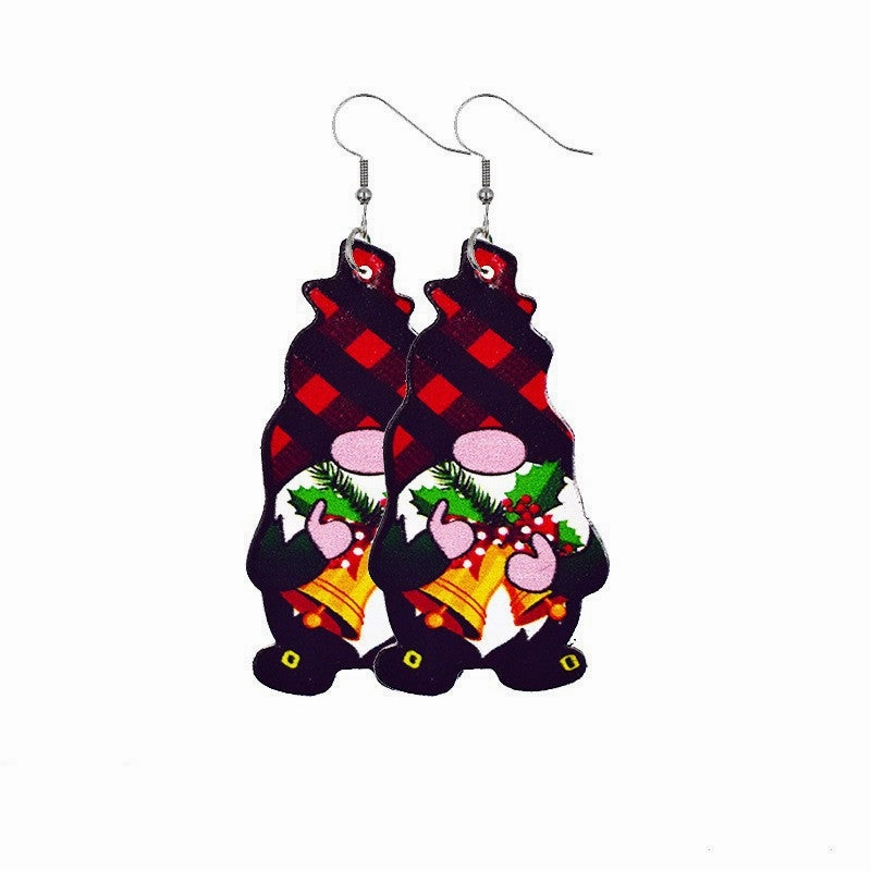 Wholesale Christmas Gnome Leather Earrings