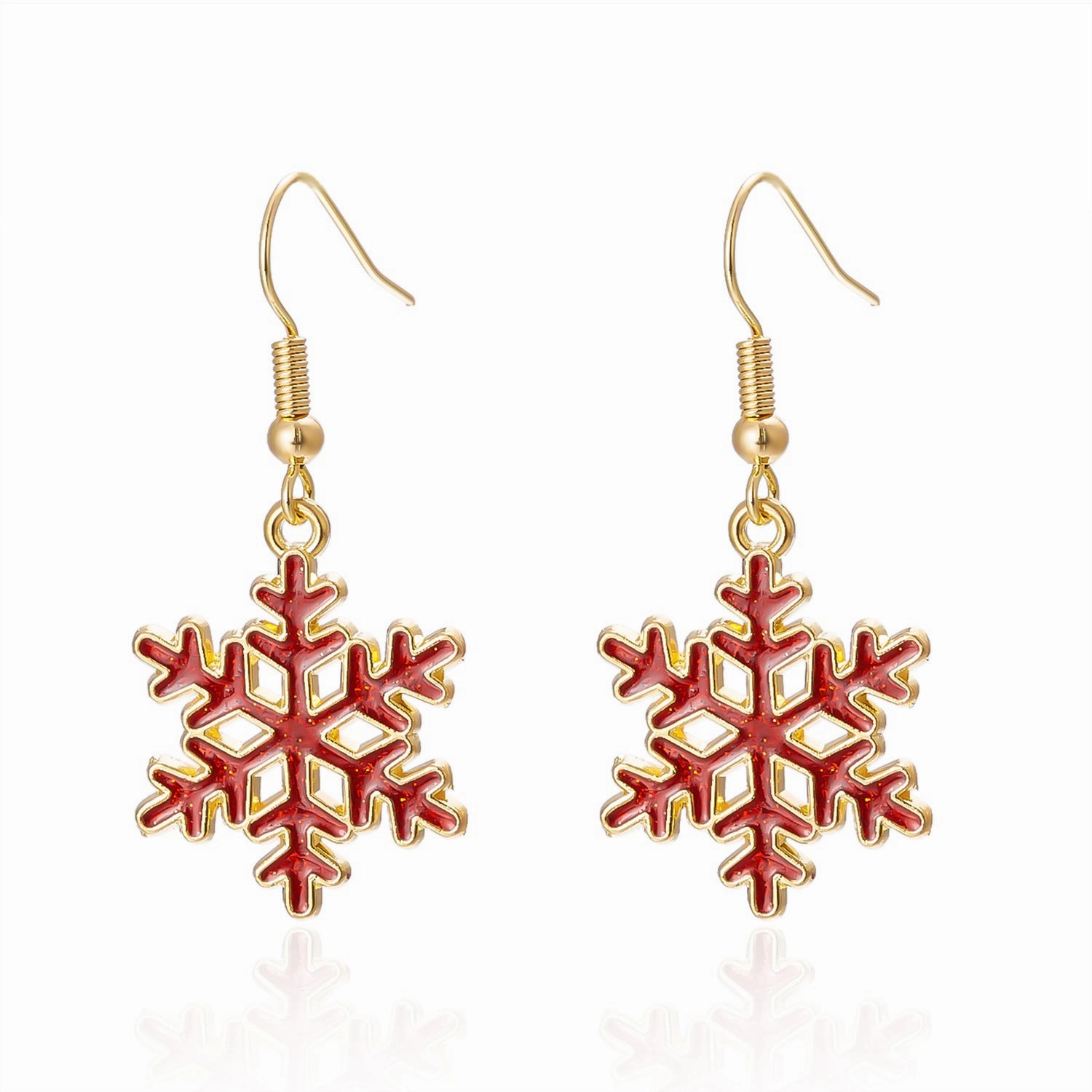 Wholesale Christmas Gold Sequin Snowflake Alloy Earrings