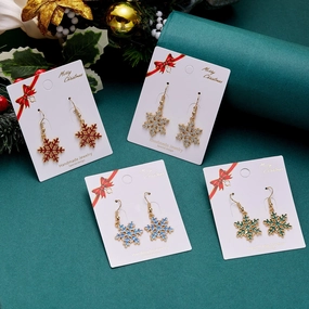 Wholesale Christmas Gold Sequin Snowflake Alloy Earrings