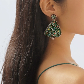 Wholesale Christmas Handmade Beaded Diamond Crystal Earrings
