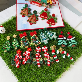 Wholesale Christmas Handmade Rice Bead Earrings