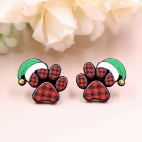 Wholesale Christmas Hat Love Cat Claw Acrylic Earrings
