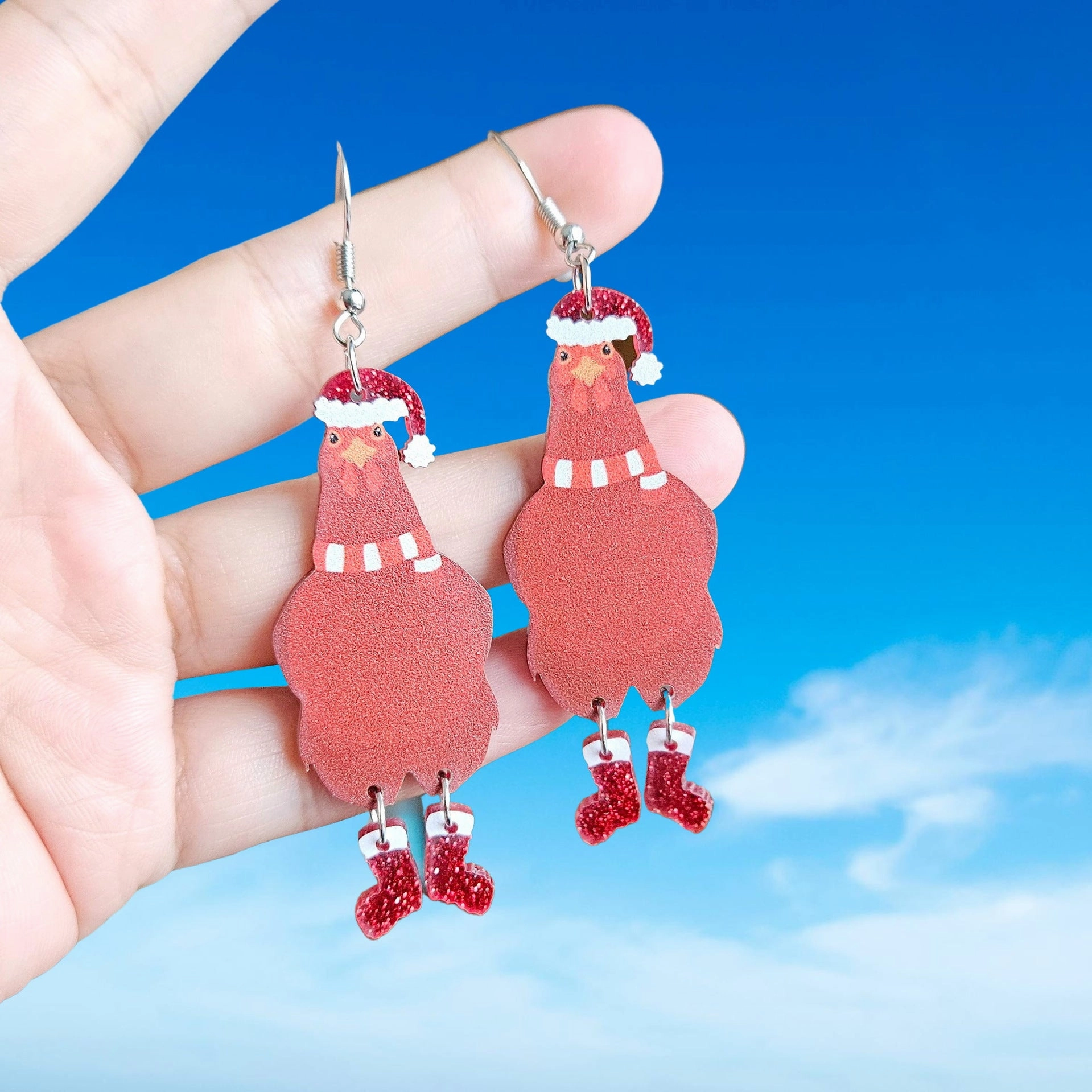 Wholesale Christmas Hen Cow Cow Animal Earrings