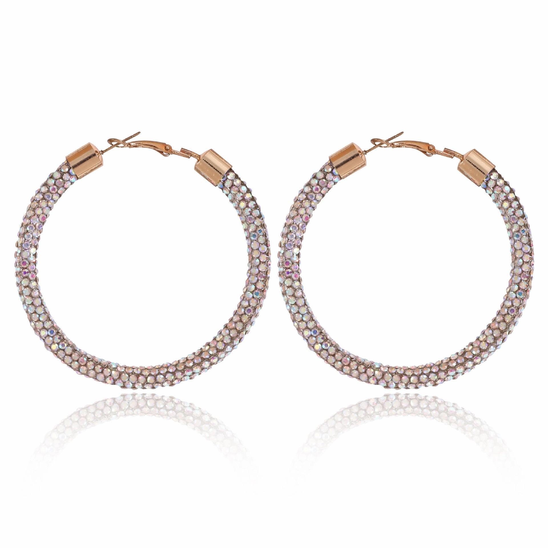 Wholesale Christmas Independence Day Gradient Color Broken Diamond Big Circle Earrings