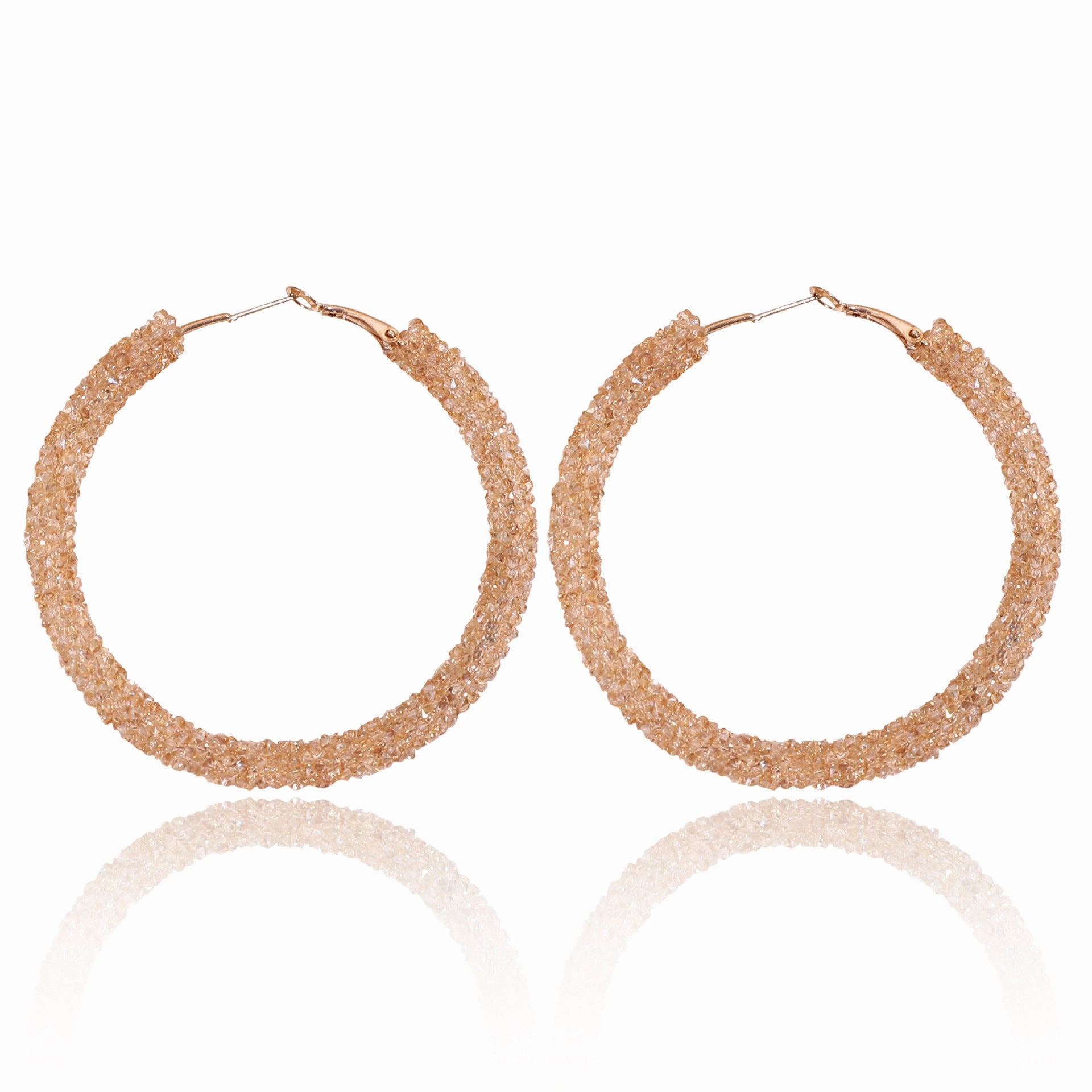 Wholesale Christmas Independence Day Gradient Color Broken Diamond Big Circle Earrings