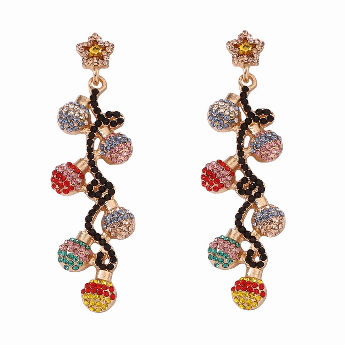 Wholesale Christmas Lights with Diamond and Zinc Alloy Earrings
