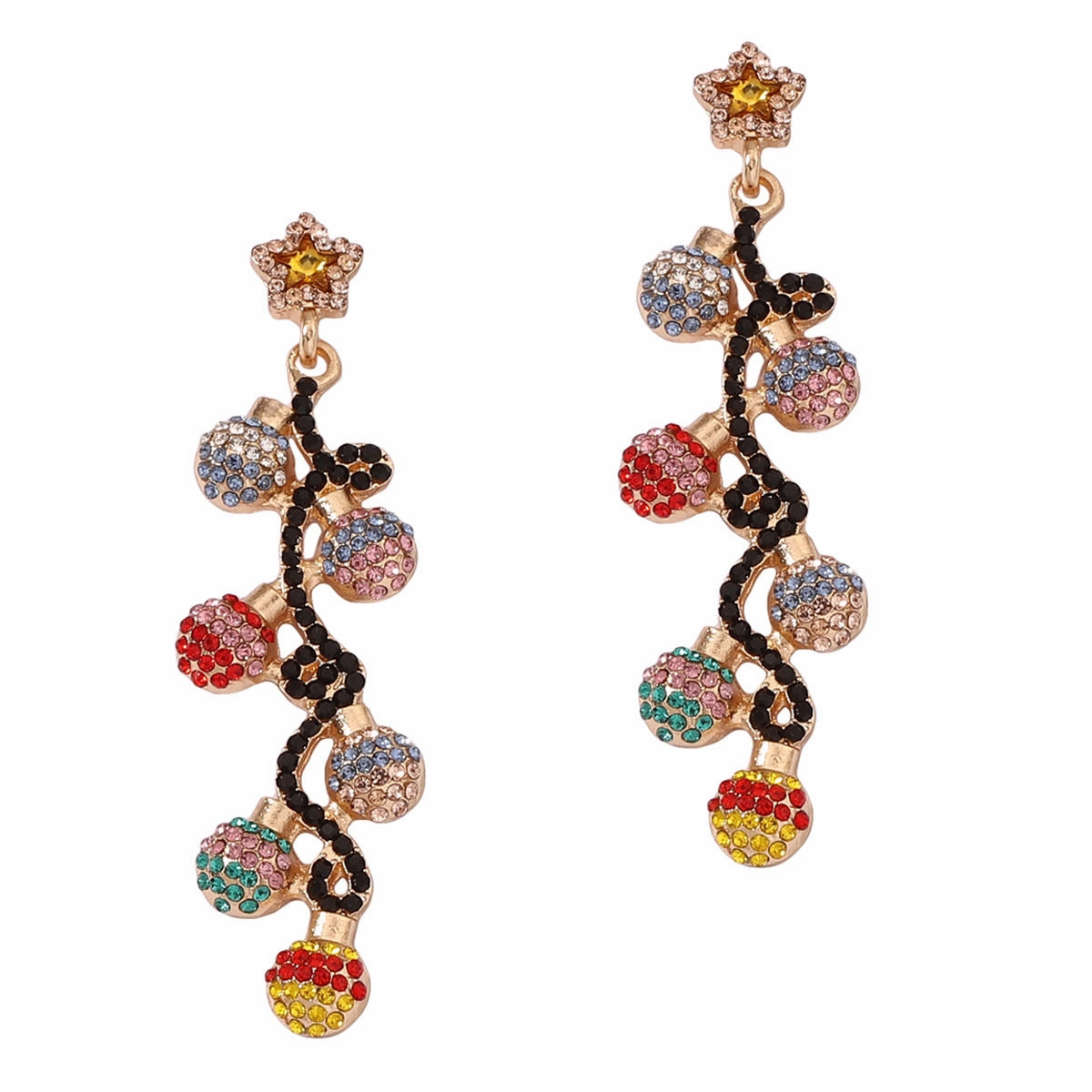 Wholesale Christmas Lights with Diamond and Zinc Alloy Earrings