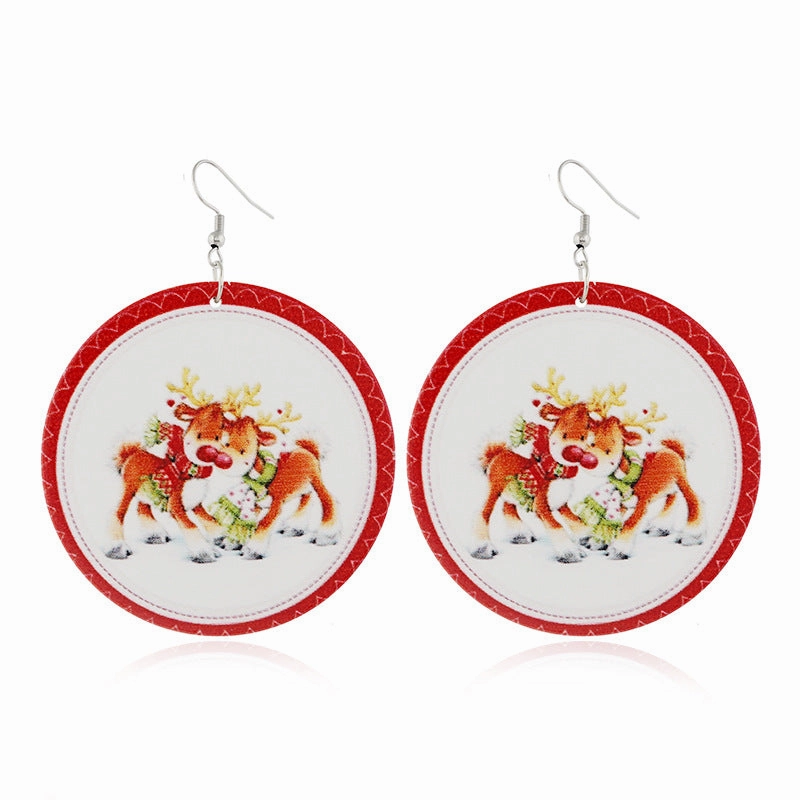 Wholesale Christmas Log Printed Bells Hypoallergenic Earrings