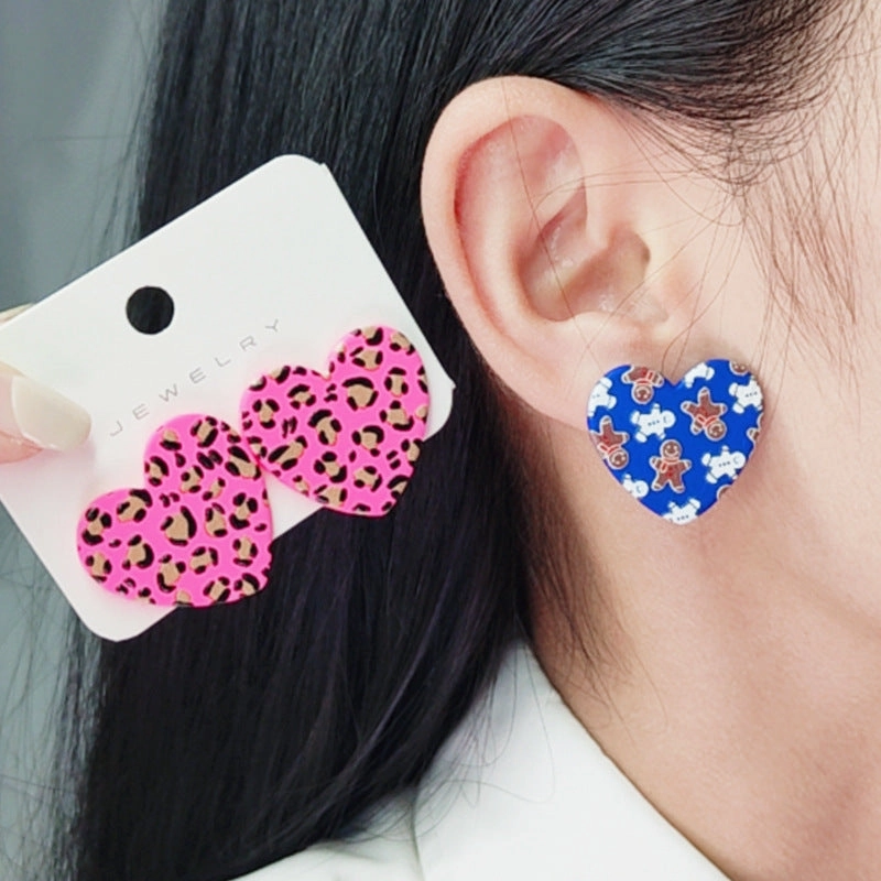 Wholesale Christmas Love Shape Snowflake Leopard Star Acrylic Earrings