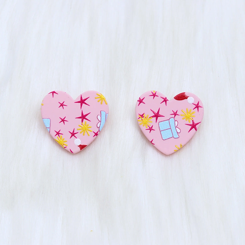 Wholesale Christmas Love Shape Snowflake Leopard Star Acrylic Earrings