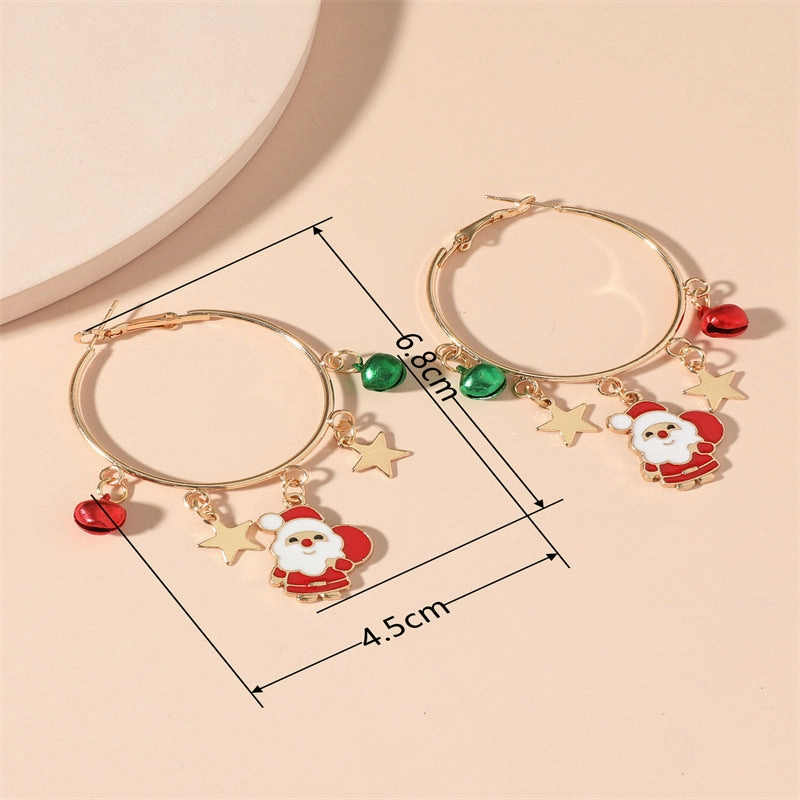 Wholesale Christmas Lovely Santa Claus Zinc Alloy Earrings