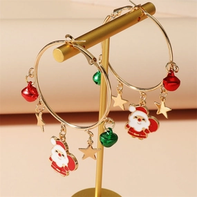 Wholesale Christmas Lovely Santa Claus Zinc Alloy Earrings