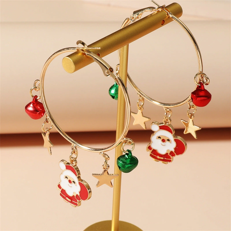 Wholesale Christmas Lovely Santa Claus Zinc Alloy Earrings