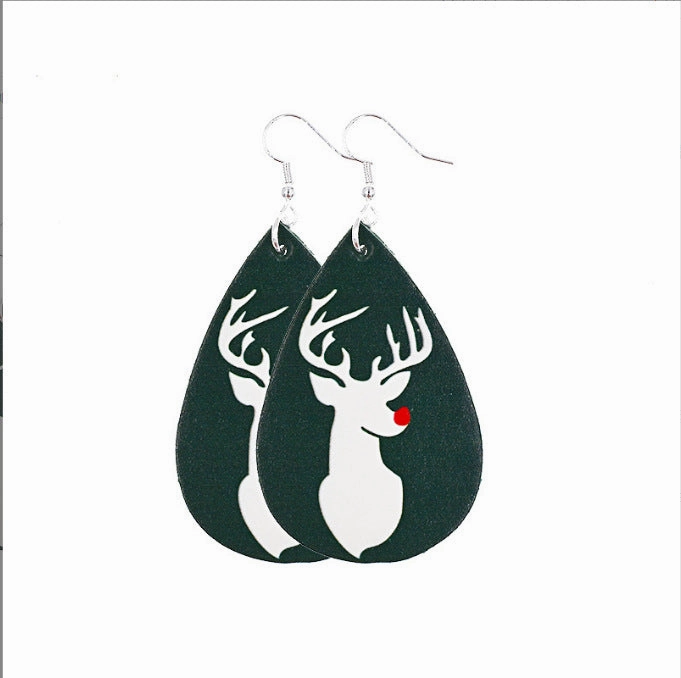 Wholesale Christmas Luminous Leather Drop Earrings