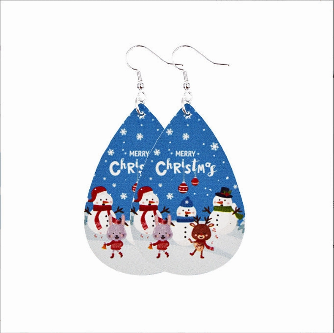 Wholesale Christmas Luminous Leather Drop Earrings