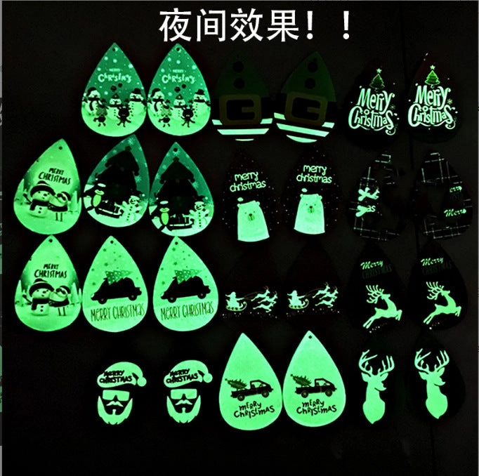 Wholesale Christmas Luminous Leather Drop Earrings