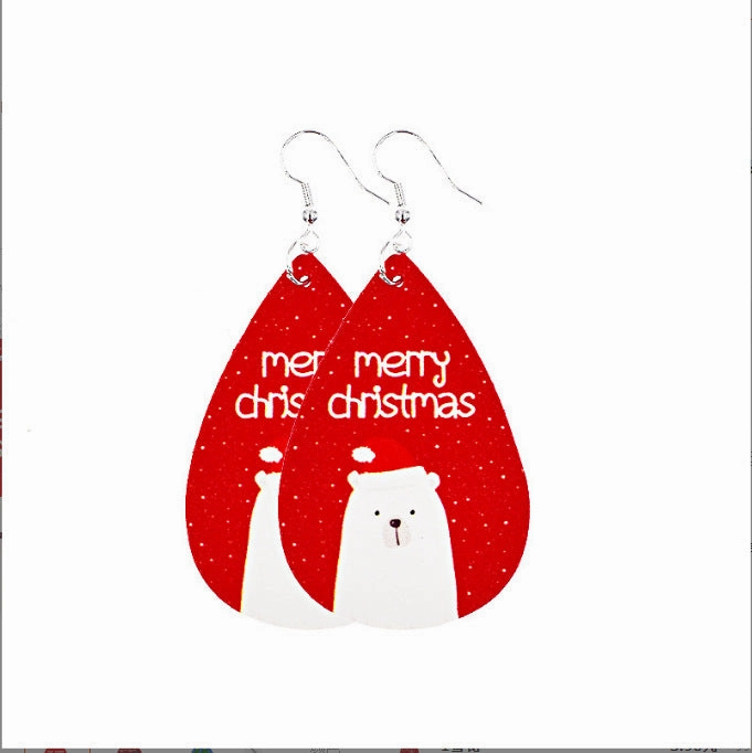 Wholesale Christmas Luminous Leather Drop Earrings